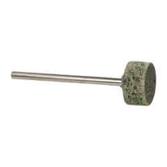 Grier Abrasives - 1/2" Head Diam x 1/4" Thickness, W183, Cylinder End, Aluminum Oxide Mounted Point - Green-Gray, Coarse Grade, 40,000 RPM - Eagle Tool & Supply