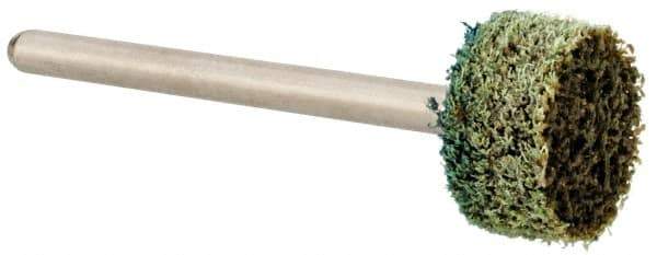 Grier Abrasives - 1/2" Head Diam x 1/4" Thickness, W183, Cylinder End, Aluminum Oxide Mounted Point - Green-Gray, Medium Grade, 51,750 RPM - Eagle Tool & Supply