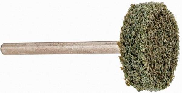 Grier Abrasives - 3/4" Head Diam x 1/4" Thickness, W201, Cylinder End, Aluminum Oxide Mounted Point - Green-Gray, Fine Grade, 38,250 RPM - Eagle Tool & Supply