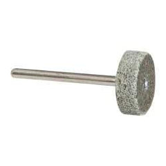 Grier Abrasives - 3/4" Head Diam x 1/4" Thickness, W201, Cylinder End, Aluminum Oxide Mounted Point - Green-Gray, Fine Grade, 38,250 RPM - Eagle Tool & Supply