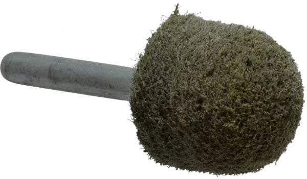 Grier Abrasives - 1" Head Diam x 1" Thickness, A21, Ball Nose End, Aluminum Oxide Mounted Point - Green-Gray, Fine Grade, 34,500 RPM - Eagle Tool & Supply