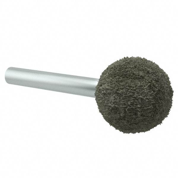 Grier Abrasives - 1" Head Diam x 1" Thickness, A25, Ball End, Aluminum Oxide Mounted Point - Green-Gray, Fine Grade, 35,620 RPM - Eagle Tool & Supply