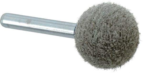 Grier Abrasives - 1" Head Diam x 1" Thickness, A25, Ball End, Aluminum Oxide Mounted Point - Green-Gray, Medium Grade, 35,620 RPM - Eagle Tool & Supply