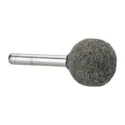 Grier Abrasives - 1" Head Diam x 1" Thickness, A25, Ball End, Silicon Carbide Mounted Point - Green-Gray, Fine Grade, 35,620 RPM - Eagle Tool & Supply