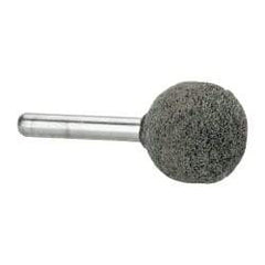 Grier Abrasives - 1" Head Diam x 1" Thickness, A25, Ball End, Silicon Carbide Mounted Point - Green-Gray, Fine Grade, 35,620 RPM - Eagle Tool & Supply