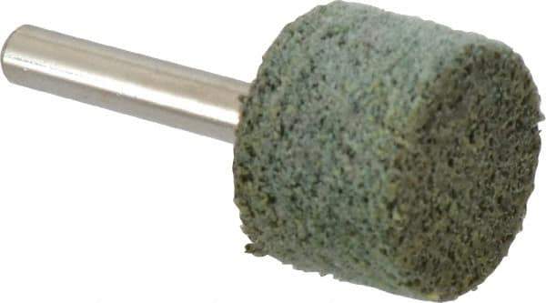 Grier Abrasives - 1" Head Diam x 3/4" Thickness, W219, Cylinder End, Aluminum Oxide Mounted Point - Green-Gray, Coarse Grade, 35,100 RPM - Eagle Tool & Supply