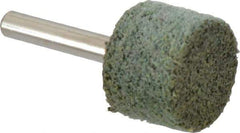 Grier Abrasives - 1" Head Diam x 3/4" Thickness, W219, Cylinder End, Aluminum Oxide Mounted Point - Green-Gray, Coarse Grade, 35,100 RPM - Eagle Tool & Supply