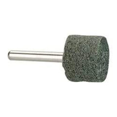 Grier Abrasives - 1" Head Diam x 3/4" Thickness, W219, Cylinder End, Silicon Carbide Mounted Point - Green-Gray, Fine Grade, 35,100 RPM - Eagle Tool & Supply