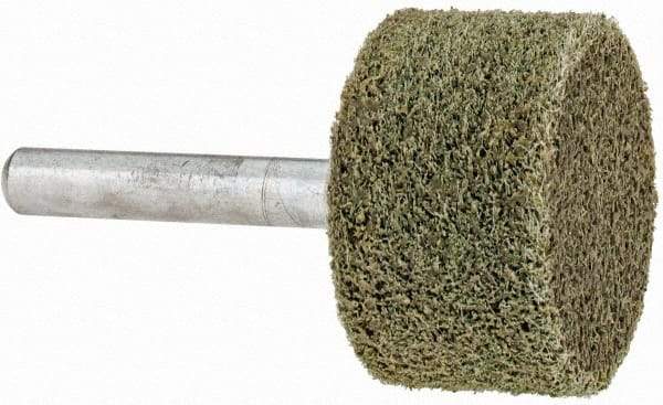 Grier Abrasives - 1-1/4" Head Diam x 3/4" Thickness, W228, Cylinder End, Aluminum Oxide Mounted Point - Green-Gray, Fine Grade, 30,520 RPM - Eagle Tool & Supply