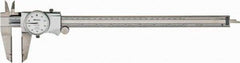 Mitutoyo - 0" to 12" Range, 0.001" Graduation, 0.1" per Revolution, Dial Caliper - White Face, 2-1/2" Jaw Length, Accurate to 0.0020" - Eagle Tool & Supply