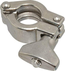 VNE - 3/4", Clamp Style, Sanitary Stainless Steel Pipe Clamp with Wing Nut - Tube OD Connection, Grade 304 - Eagle Tool & Supply