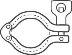 VNE - 3", Clamp Style, Sanitary Stainless Steel Pipe Double Hinged Clamp with Holed Wing Nut - Grade 304 - Eagle Tool & Supply