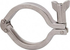 VNE - 2-1/2", Clamp Style, Sanitary Stainless Steel Pipe Double Hinged Clamp with Holed Wing Nut - Grade 304 - Eagle Tool & Supply