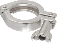 VNE - 1-1/2", Clamp Style, Sanitary Stainless Steel Pipe Clamp with Wing Nut - Grade 304 - Eagle Tool & Supply