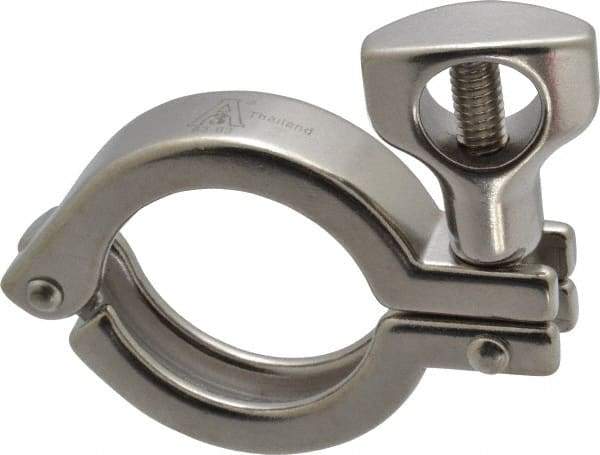 VNE - 1-1/2", Clamp Style, Sanitary Stainless Steel Pipe Clamp with Holed Wing Nut - Grade 304 - Eagle Tool & Supply