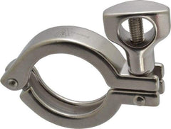 VNE - 1-1/2", Clamp Style, Sanitary Stainless Steel Pipe Clamp with Holed Wing Nut - Grade 304 - Eagle Tool & Supply