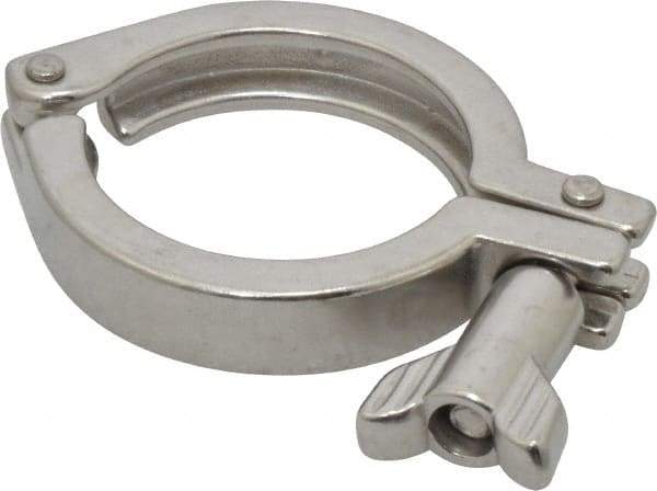 VNE - 2", Clamp Style, Sanitary Stainless Steel Pipe Clamp with Wing Nut - Grade 304 - Eagle Tool & Supply