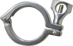 VNE - 2", Clamp Style, Sanitary Stainless Steel Pipe Clamp with Holed Wing Nut - Grade 304 - Eagle Tool & Supply