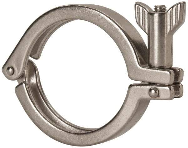 VNE - 2-1/2", Clamp Style, Sanitary Stainless Steel Pipe Clamp with Wing Nut - Grade 304 - Eagle Tool & Supply