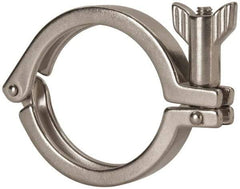 VNE - 2-1/2", Clamp Style, Sanitary Stainless Steel Pipe Clamp with Wing Nut - Grade 304 - Eagle Tool & Supply