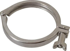 VNE - 4", Clamp Style, Sanitary Stainless Steel Pipe Clamp with Wing Nut - Grade 304 - Eagle Tool & Supply