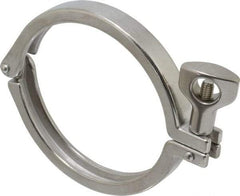 VNE - 4", Clamp Style, Sanitary Stainless Steel Pipe Clamp with Holed Wing Nut - Grade 304 - Eagle Tool & Supply