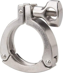VNE - 2", Clamp Style, Sanitary Stainless Steel Pipe Three Piece Clamp with Holed Wing Nut - Grade 304 - Eagle Tool & Supply
