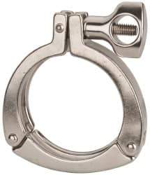 VNE - 2-1/2", Clamp Style, Sanitary Stainless Steel Pipe Three Piece Clamp with Holed Wing Nut - Grade 304 - Eagle Tool & Supply