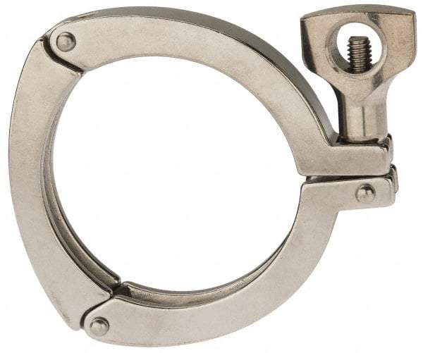 VNE - 3", Clamp Style, Sanitary Stainless Steel Pipe Three Piece Clamp with Holed Wing Nut - Grade 304 - Eagle Tool & Supply