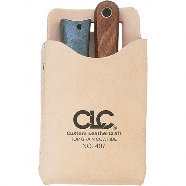 CLC - General Purpose Holster with 1 Pocket - Leather, Natural (Color), 4-1/4" Wide x 7-1/2" High x 1" Deep - Eagle Tool & Supply