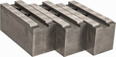 Abbott Workholding Products - 15 to 18" Chuck Capacity, 1.5mm x 60° Serrated Attachment, Square Soft Lathe Chuck Jaw - 3 Jaws, Steel, 1.6929" Btw Mount Hole Ctrs, 6-1/2" Long x 2-1/2" Wide x 3" High, 0.8661" Groove, 0.7874" & 20mm Fastener - Eagle Tool & Supply