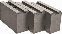 Abbott Workholding Products - 15 to 18" Chuck Capacity, 1.5mm x 60° Serrated Attachment, Square Soft Lathe Chuck Jaw - 3 Jaws, Steel, 1.6929" Btw Mount Hole Ctrs, 6-1/2" Long x 2-1/2" Wide x 4" High, 0.8661" Groove, 0.7874" & 20mm Fastener - Eagle Tool & Supply