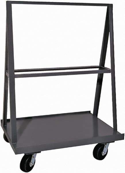 Durham - 2,000 Lb Capacity Steel A-Frame Truck - Steel Deck, 48" OAW, Phenolic Casters - Eagle Tool & Supply