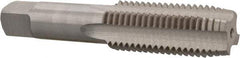 Interstate - 1-8 UNC 4 Flute Bright Finish High Speed Steel Straight Flute Standard Hand Tap - Plug, Right Hand Thread, 5-1/8" OAL, H11 Limit, 0.005" Oversize - Eagle Tool & Supply