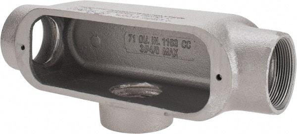 Cooper Crouse-Hinds - Form 5, T Body, 2" Trade, Rigid Malleable Iron Conduit Body - Oval, 11-1/2" OAL, 76 cc Capacity, Gray - Eagle Tool & Supply