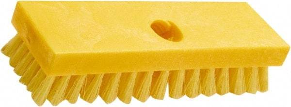 Rubbermaid - 1" Bristle Length, Polypropylene Scrub Brush - 8" OAL, Threaded Handle, Yellow, Plastic Block - Eagle Tool & Supply