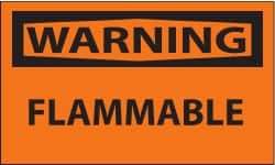 NMC - Warning - Flammable, Pressure Sensitive Vinyl Fire Sign - 5" Wide x 3" High - Eagle Tool & Supply
