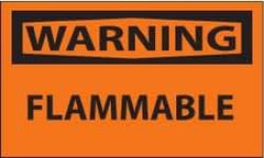 NMC - Warning - Flammable, Pressure Sensitive Vinyl Fire Sign - 5" Wide x 3" High - Eagle Tool & Supply