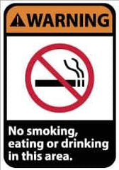 NMC - "Warning - No Smoking, Eating or Drinking in This Area", 14" Long x 10" Wide, Rigid Plastic Safety Sign - Rectangle, 0.05" Thick, Use for Security & Admittance - Eagle Tool & Supply