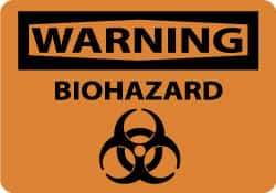 NMC - "Warning - Biohazard", 10" Long x 14" Wide, Pressure-Sensitive Vinyl Safety Sign - Rectangle, 0.004" Thick, Use for Hazardous Materials - Eagle Tool & Supply