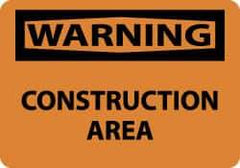 NMC - "Warning - Construction Area", 10" Long x 14" Wide, Rigid Plastic Safety Sign - Rectangle, 0.05" Thick, Use for Security & Admittance - Eagle Tool & Supply