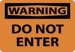 NMC - "Warning - Do Not Enter", 10" Long x 14" Wide, Rigid Plastic Safety Sign - Rectangle, 0.05" Thick, Use for Security & Admittance - Eagle Tool & Supply
