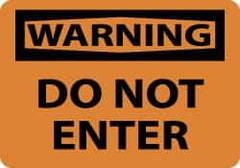 NMC - "Warning - Do Not Enter", 10" Long x 14" Wide, Aluminum Safety Sign - Rectangle, 0.04" Thick, Use for Security & Admittance - Eagle Tool & Supply