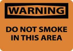 NMC - "Warning - Do Not Smoke in This Area", 10" Long x 14" Wide, Pressure-Sensitive Vinyl Safety Sign - Rectangle, 0.004" Thick, Use for Smoking Regulations - Eagle Tool & Supply