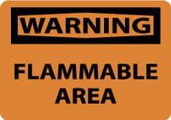 NMC - "Warning - Flammable Area", 10" Long x 14" Wide, Pressure-Sensitive Vinyl Safety Sign - Rectangle, 0.004" Thick, Use for Hazardous Materials - Eagle Tool & Supply