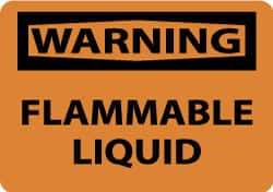 NMC - "Warning - Flammable Liquid", 10" Long x 14" Wide, Pressure-Sensitive Vinyl Safety Sign - Rectangle, 0.004" Thick, Use for Hazardous Materials - Eagle Tool & Supply