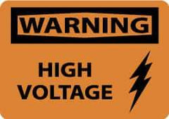 NMC - "Warning - High Voltage", 10" Long x 14" Wide, Rigid Plastic Safety Sign - Rectangle, 0.05" Thick, Use for Accident Prevention - Eagle Tool & Supply
