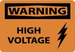 NMC - "Warning - High Voltage", 10" Long x 14" Wide, Aluminum Safety Sign - Rectangle, 0.04" Thick, Use for Accident Prevention - Eagle Tool & Supply