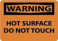 NMC - "Warning - Hot Surface - Do Not Touch", 10" Long x 14" Wide, Pressure-Sensitive Vinyl Safety Sign - Rectangle, 0.004" Thick, Use for Accident Prevention - Eagle Tool & Supply