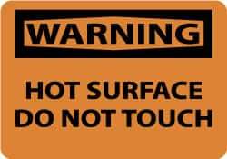 NMC - "Warning - Hot Surface - Do Not Touch", 10" Long x 14" Wide, Aluminum Safety Sign - Rectangle, 0.04" Thick, Use for Accident Prevention - Eagle Tool & Supply